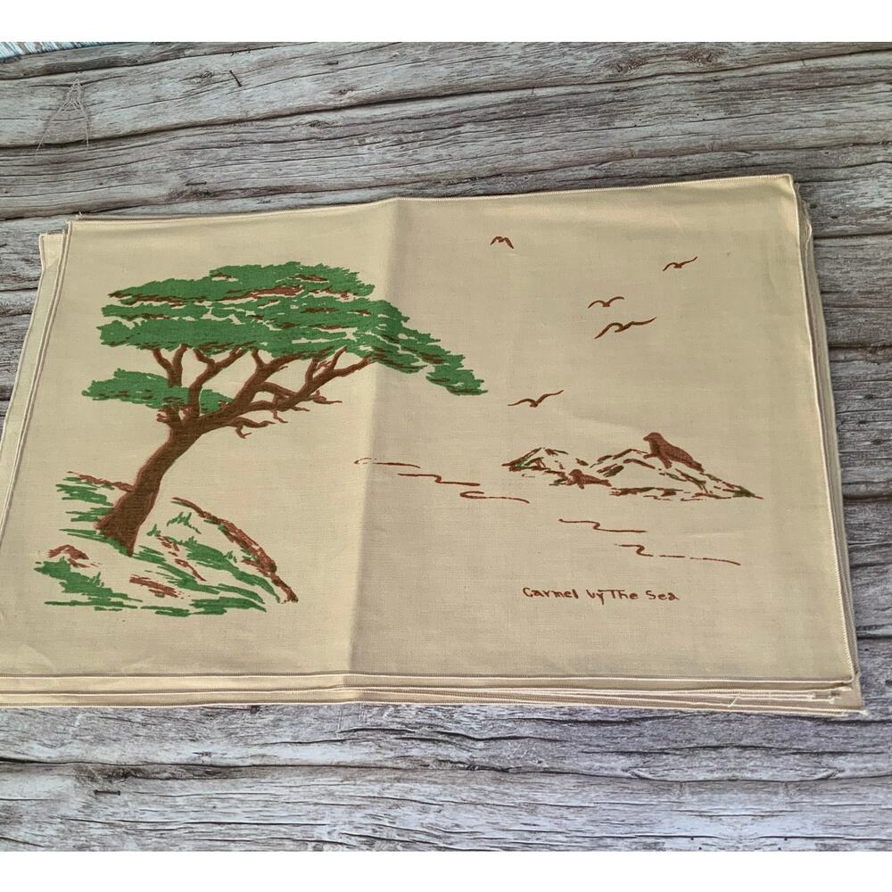 Set of 8 Carmel by the Sea Placemats Coastal Cottage Table Mats Vintage Coastal